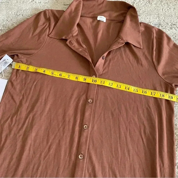 Aritzia Wilfred Free Pose Button Down Shirt Dress Soft Jersey Long Sleeve Mini - Picture 7 of 10